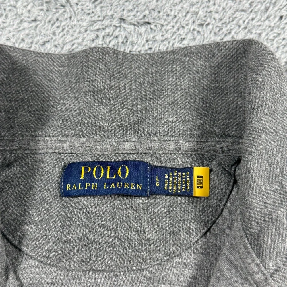 Polo Ralph Lauren Quarter‎ Zip Pullover Mens Large Grey Herringbone Mock Neck